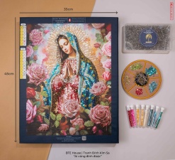 BTE Bộ Tự Đính - Mẹ Maria Rose Vườn Hồng - Tranh Đính Kim Sa - MR002